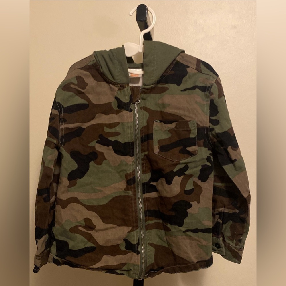 Wonder Nation Green and Brown Hooded Camouflage Jacket DONATED